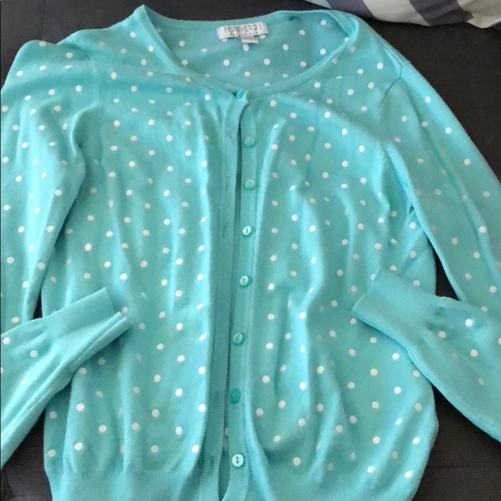Mint/Light Green Polka Dot L/S Cardigan